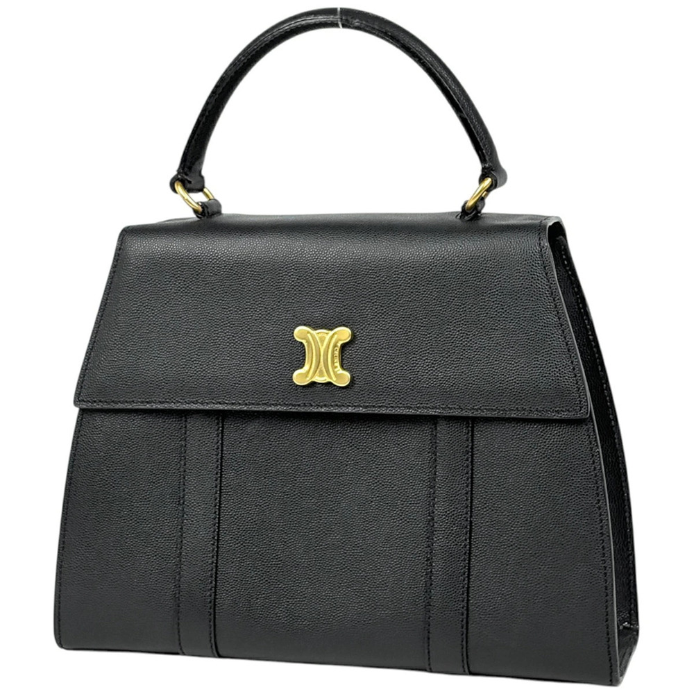Celine Blazon Handbag Leather Black